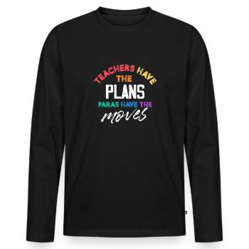 Les enseignants ont les plans, les Paras ont les mouvements - T-shirt manches longues Premium bio Homme - noir - Devant - Nico (187cm)