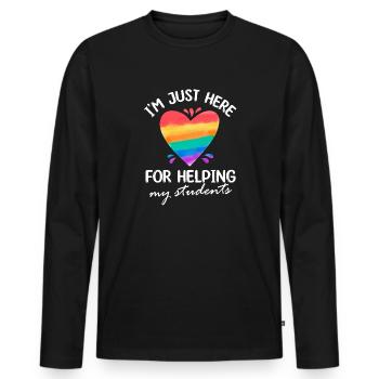 Je suis juste ici pour aider mes élèves Para - T-shirt manches longues Premium bio Homme - noir - Devant - Nico (187cm)