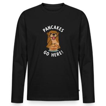 Crêpes Petit-déjeuner Crêpes - T-shirt manches longues Premium bio Homme - noir - Devant - Nico (187cm)