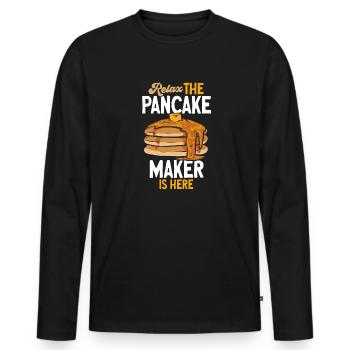 Crêpes Petit-déjeuner Crêpes - T-shirt manches longues Premium bio Homme - noir - Devant - Nico (187cm)