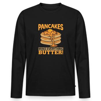 Pancake Breakfast Pancakes - Men's Premium Organic Long Sleeve Shirt - black - Front - Nico (187cm)
