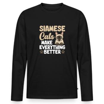 Siamese Cat Siamese Cat - Men's Premium Organic Long Sleeve Shirt - black - Front - Nico (187cm)