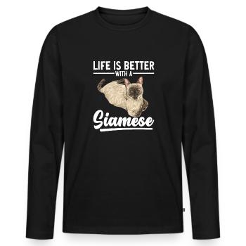 Siamese Cat Siamese Cat - Men's Premium Organic Long Sleeve Shirt - black - Front - Nico (187cm)