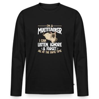 Siamese Cat Siamese Cat - Men's Premium Organic Long Sleeve Shirt - black - Front - Nico (187cm)