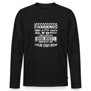 Biologist Biologist Warning - Men's Premium Organic Long Sleeve Shirt - black - Front - Nico (187cm)