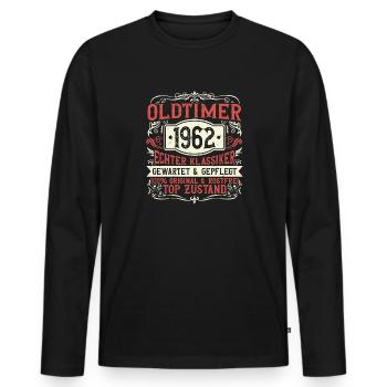 Né en 1962, né en 1962, né en 1962 - T-shirt manches longues Premium bio Homme - noir - Devant - Nico (187cm)