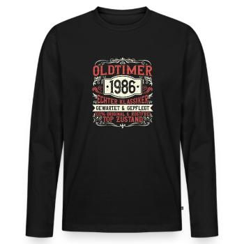 Né en 1986, né en 1986, né en 1986 - T-shirt manches longues Premium bio Homme - noir - Devant - Nico (187cm)
