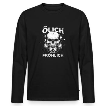 Oily but cheerful – For the true mechanics - Men's Premium Organic Long Sleeve Shirt - black - Front - Nico (187cm)