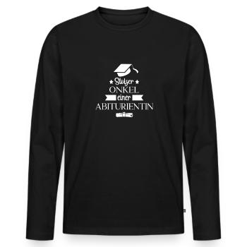 Stolzer Onkel einer Abiturientin Abi Abitur - Männer Premium Bio Langarmshirt - Schwarz - Vorne - Nico (187cm)