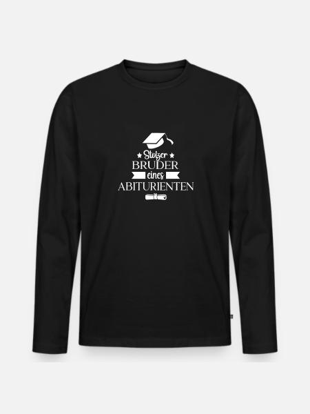 Stolzer Bruder eines Abiturienten - Männer Premium Bio Langarmshirt - Schwarz