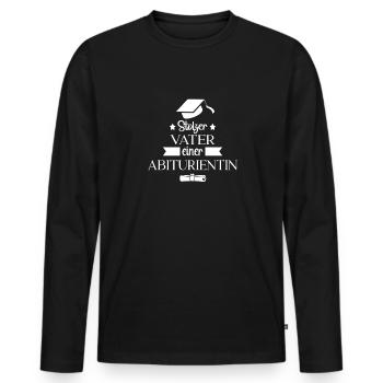 Stolzer Vater einer Abiturientin Abi Abitur Motiv - Männer Premium Bio Langarmshirt - Schwarz - Vorne - Nico (187cm)