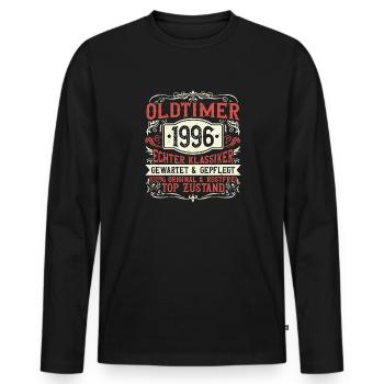 Baujahr 1996 Geboren, Geburtstag Jahrgang 1996 - Männer Premium Bio Langarmshirt - Schwarz - Vorne - Nico (187cm)
