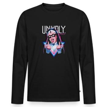 Provocative and expressive – rebellious fashion - Men's Premium Organic Long Sleeve Shirt - black - Front - Nico (187cm)
