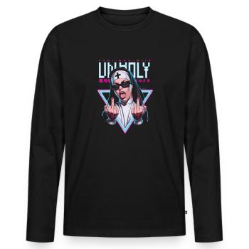 Provocative and expressive – rebellious fashion - Men's Premium Organic Long Sleeve Shirt - black - Front - Nico (187cm)