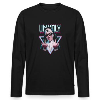 Provocative and expressive – rebellious fashion - Men's Premium Organic Long Sleeve Shirt - black - Front - Nico (187cm)
