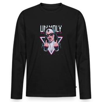 Provocative and expressive – rebellious fashion - Men's Premium Organic Long Sleeve Shirt - black - Front - Nico (187cm)