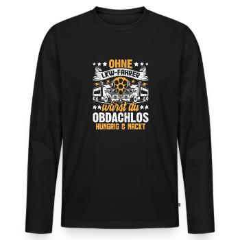 LKW Fahrer Trucker Spruch - Männer Premium Bio Langarmshirt - Schwarz - Vorne - Nico (187cm)