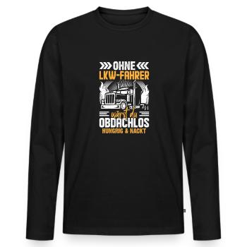 LKW-Fahrer Trucker Fernfahrer Obdachlos - Männer Premium Bio Langarmshirt - Schwarz - Vorne - Nico (187cm)