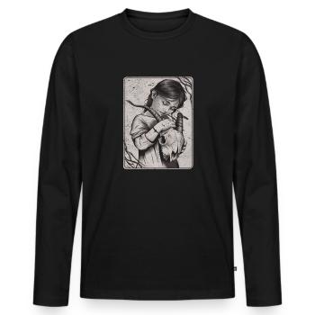 Ténèbres cachées – Fille au crâne de démon - T-shirt manches longues Premium bio Homme - noir - Devant - Nico (187cm)
