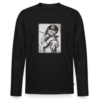 Ténèbres cachées – Fille au crâne de démon - T-shirt manches longues Premium bio Homme - noir - Devant - Nico (187cm)