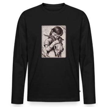 Ténèbres cachées – Fille au crâne de démon - T-shirt manches longues Premium bio Homme - noir - Devant - Nico (187cm)