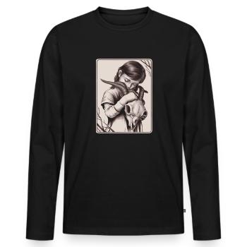 Ténèbres cachées – Fille au crâne de démon - T-shirt manches longues Premium bio Homme - noir - Devant - Nico (187cm)