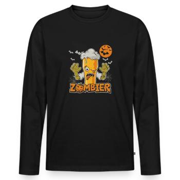 Zombier The perfect design for beer and Halloween - Men's Premium Organic Long Sleeve Shirt - black - Front - Nico (187cm)