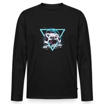 Gaming Controller Glitch Design - Männer Premium Bio Langarmshirt - Schwarz - Vorne - Nico (187cm)