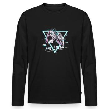 Gaming Controller Glitch Design - Männer Premium Bio Langarmshirt - Schwarz - Vorne - Nico (187cm)