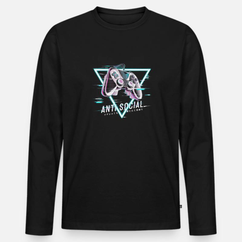 Gaming Controller Glitch Design - Männer Premium Bio Langarmshirt - Schwarz