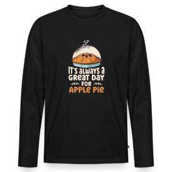 Great day for Apple pie thanksgiving applepie - Men's Premium Organic Long Sleeve Shirt - black - Front - Nico (187cm)