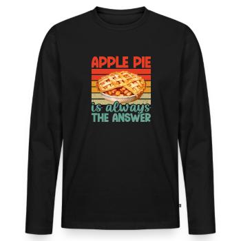 Apfelkuchen Dame Thanksgiving Apfelkuchen Liebhaber Retro - Männer Premium Bio Langarmshirt - Schwarz - Vorne - Nico (187cm)