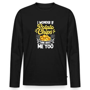 Je me demande si les chips pensent à moi bizarrement - T-shirt manches longues Premium bio Homme - noir - Devant - Nico (187cm)