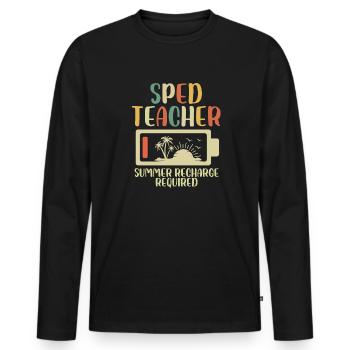 sped teacher summer recharge required Design - Men's Premium Organic Long Sleeve Shirt - black - Front - Nico (187cm)