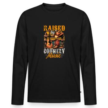 Country music lover raised by country music - Men's Premium Organic Long Sleeve Shirt - black - Front - Nico (187cm)