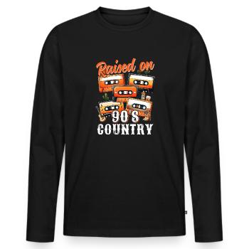 Country music lover raised by 90's country music - Men's Premium Organic Long Sleeve Shirt - black - Front - Nico (187cm)