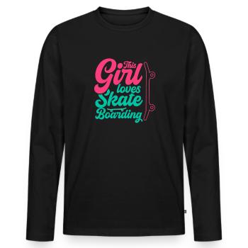Skateboarding girl liebt Skateboarding Skaten - Männer Premium Bio Langarmshirt - Schwarz - Vorne - Nico (187cm)