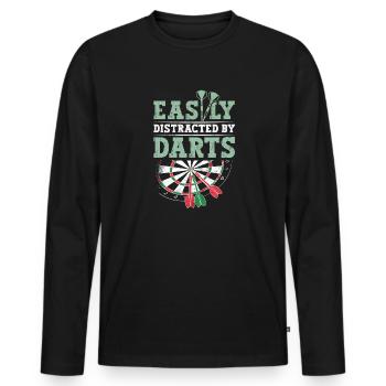 Dartscheibe leicht von Darts ablenken lustiger Dart - Männer Premium Bio Langarmshirt - Schwarz - Vorne - Nico (187cm)