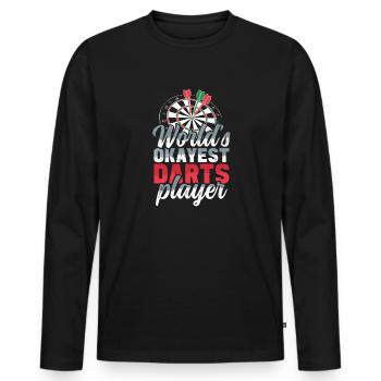 Jeu de fléchettes mondes okayest joueur de fléchettes lancer - T-shirt manches longues Premium bio Homme - noir - Devant - Nico (187cm)
