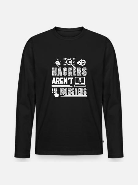Hacker Hackers Are Not Monsters - Men's Premium Organic Long Sleeve Shirt - black
