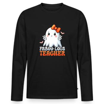 Halloween-Faboo Lous Lehrer feiern Halloween - Männer Premium Bio Langarmshirt - Schwarz - Vorne - Nico (187cm)