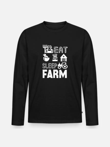 Farmer Eat Sleep Farm - Men's Premium Organic Long Sleeve Shirt - black