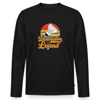 Badmintonspieler mit Federball Badminton-Legende - Männer Premium Bio Langarmshirt - Schwarz - Vorne - Nico (187cm)