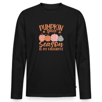 Pumpkin spice fall season pumpkin design - Men's Premium Organic Long Sleeve Shirt - black - Front - Nico (187cm)