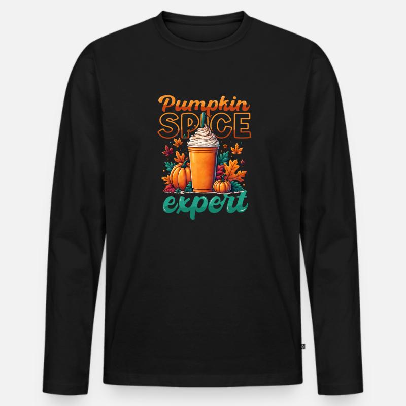 Kürbisgewürz-Experte Herbstsaison - Männer Premium Bio Langarmshirt - Schwarz