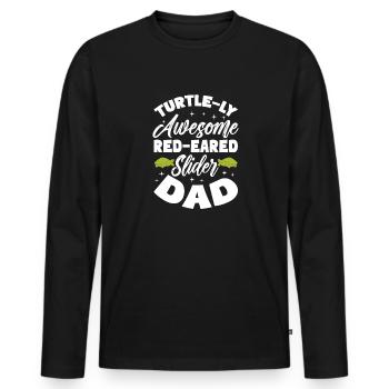 Turtle-ly Awesome Curseurs à oreilles rouges Papa Tortue de compagnie - T-shirt manches longues Premium bio Homme - noir - Devant - Nico (187cm)