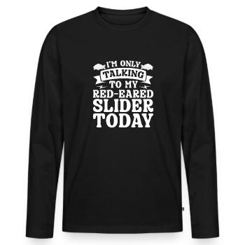 Je ne parle qu’à mon curseur aux oreilles rouges aujourd’hui - T-shirt manches longues Premium bio Homme - noir - Devant - Nico (187cm)