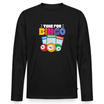 Joueur de bingo interrogez-moi sur la conception du bingo chanceux - T-shirt manches longues Premium bio Homme - noir - Devant - Nico (187cm)