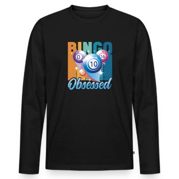 Joueur de bingo interrogez-moi sur la conception du bingo chanceux - T-shirt manches longues Premium bio Homme - noir - Devant - Nico (187cm)