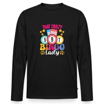 Joueur de bingo interrogez-moi sur la conception du bingo chanceux - T-shirt manches longues Premium bio Homme - noir - Devant - Nico (187cm)
